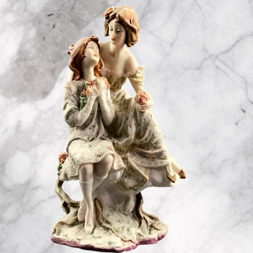 Giuseppe Armani Vintage Capodimonte Porcelain "Mother and Daughter" Figurine